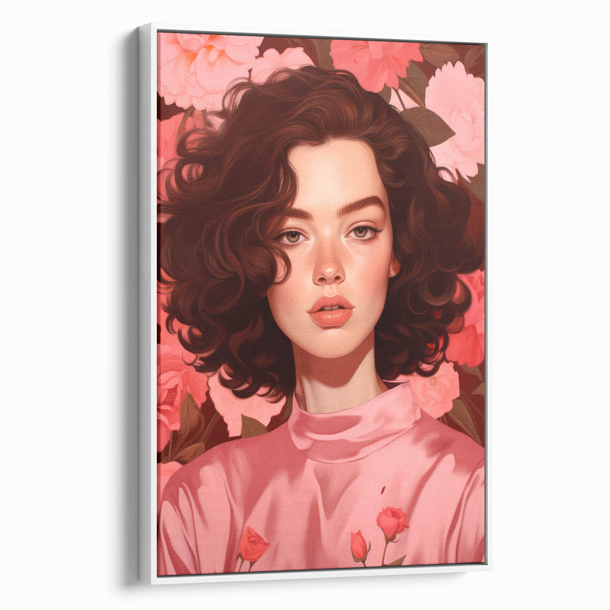 Maximalist Wall Art: Bold Portrait of Woman in Pink for Eclectic Decor