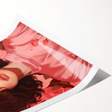 Maximalist Wall Art: Bold Portrait of Woman in Pink for Eclectic Decor