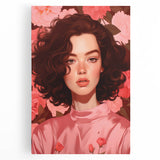 Maximalist Wall Art: Bold Portrait of Woman in Pink for Eclectic Decor