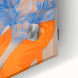 Maximalist Wall Art: Bold Blue and Orange Portrait for Eclectic Spaces