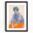 Maximalist Wall Art: Bold Blue and Orange Portrait for Eclectic Spaces