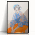 Maximalist Wall Art: Bold Blue and Orange Portrait for Eclectic Spaces