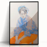 Maximalist Wall Art: Bold Blue and Orange Portrait for Eclectic Spaces