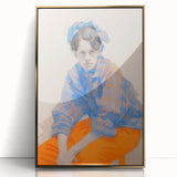 Maximalist Wall Art: Bold Blue and Orange Portrait for Eclectic Spaces