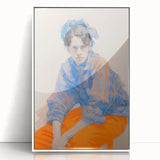 Maximalist Wall Art: Bold Blue and Orange Portrait for Eclectic Spaces