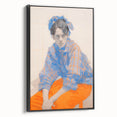 Maximalist Wall Art: Bold Blue and Orange Portrait for Eclectic Spaces