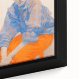 Maximalist Wall Art: Bold Blue and Orange Portrait for Eclectic Spaces