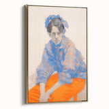 Maximalist Wall Art: Bold Blue and Orange Portrait for Eclectic Spaces