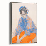 Maximalist Wall Art: Bold Blue and Orange Portrait for Eclectic Spaces
