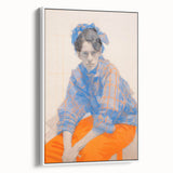 Maximalist Wall Art: Bold Blue and Orange Portrait for Eclectic Spaces