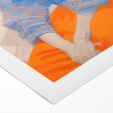 Maximalist Wall Art: Bold Blue and Orange Portrait for Eclectic Spaces