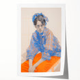 Maximalist Wall Art: Bold Blue and Orange Portrait for Eclectic Spaces