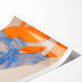 Maximalist Wall Art: Bold Blue and Orange Portrait for Eclectic Spaces