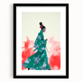Maximalist Wall Art: Elegant Woman in Green Kimono for Bold Decor