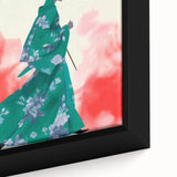 Maximalist Wall Art: Elegant Woman in Green Kimono for Bold Decor