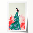 Maximalist Wall Art: Elegant Woman in Green Kimono for Bold Decor