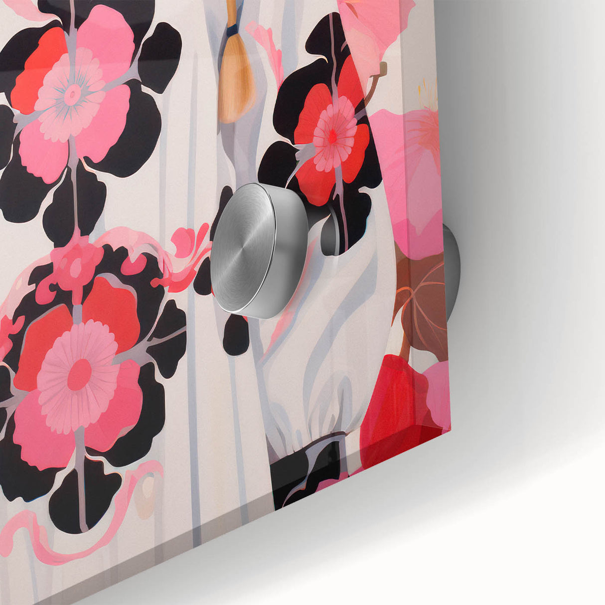 Maximalist Wall Art: Bold Girl in Floral Pattern for Vibrant Decor