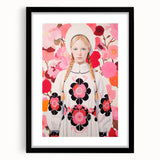 Maximalist Wall Art: Bold Girl in Floral Pattern for Vibrant Decor