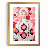 Maximalist Wall Art: Bold Girl in Floral Pattern for Vibrant Decor