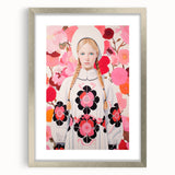 Maximalist Wall Art: Bold Girl in Floral Pattern for Vibrant Decor
