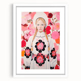 Maximalist Wall Art: Bold Girl in Floral Pattern for Vibrant Decor