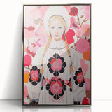 Maximalist Wall Art: Bold Girl in Floral Pattern for Vibrant Decor