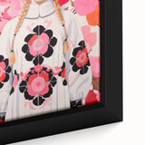 Maximalist Wall Art: Bold Girl in Floral Pattern for Vibrant Decor