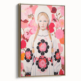 Maximalist Wall Art: Bold Girl in Floral Pattern for Vibrant Decor