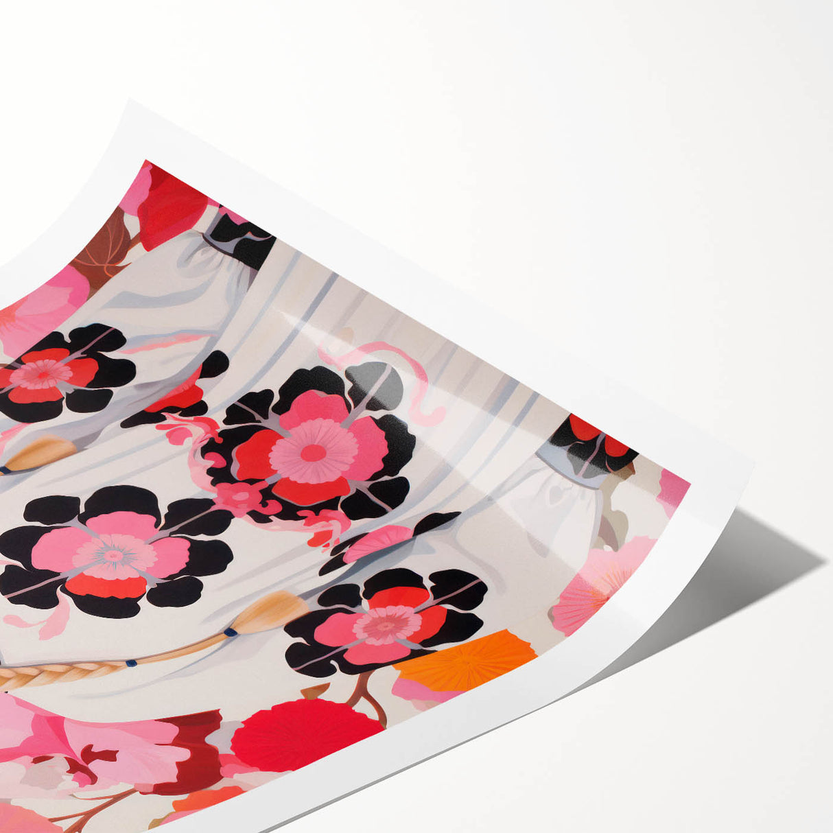 Maximalist Wall Art: Bold Girl in Floral Pattern for Vibrant Decor