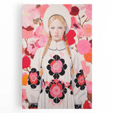 Maximalist Wall Art: Bold Girl in Floral Pattern for Vibrant Decor