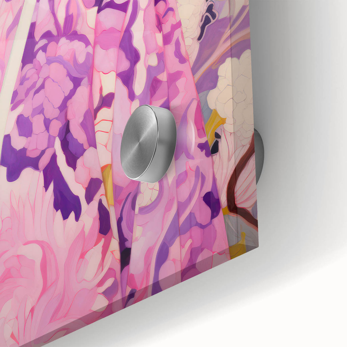 Maximalist Wall Art: Vibrant Floral Portrait of Woman in Purple for Decor