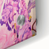 Maximalist Wall Art: Vibrant Floral Portrait of Woman in Purple for Decor