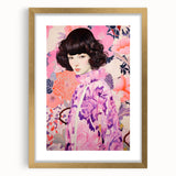 Maximalist Wall Art: Vibrant Floral Portrait of Woman in Purple for Decor