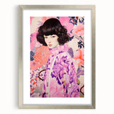 Maximalist Wall Art: Vibrant Floral Portrait of Woman in Purple for Decor