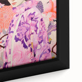 Maximalist Wall Art: Vibrant Floral Portrait of Woman in Purple for Decor