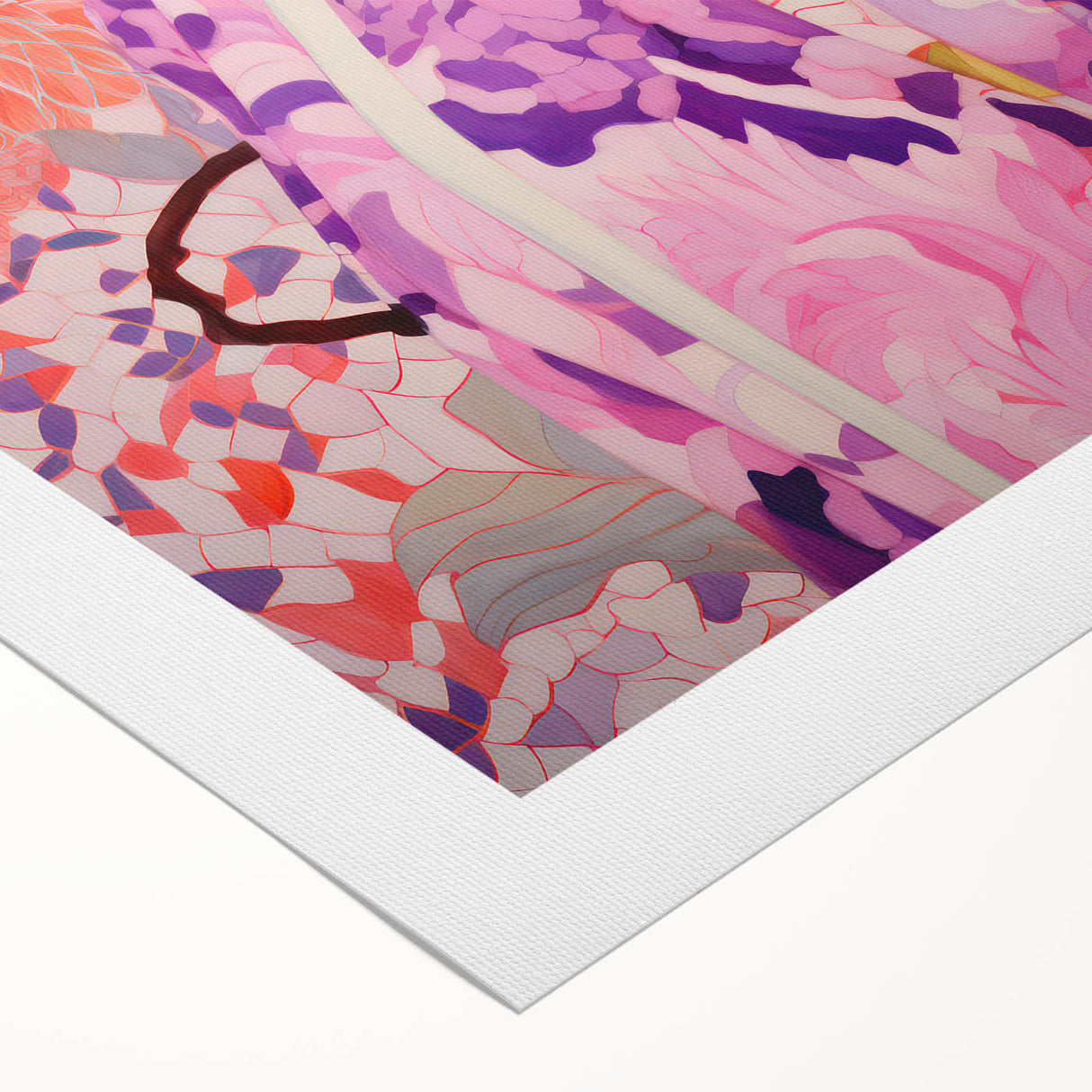 Maximalist Wall Art: Vibrant Floral Portrait of Woman in Purple for Decor