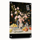 Maximalist Wall Art: Floral Still Life with Fruit for Elegant Home Decor