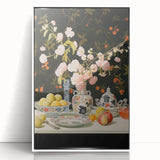 Maximalist Wall Art: Floral Still Life with Fruit for Elegant Home Decor