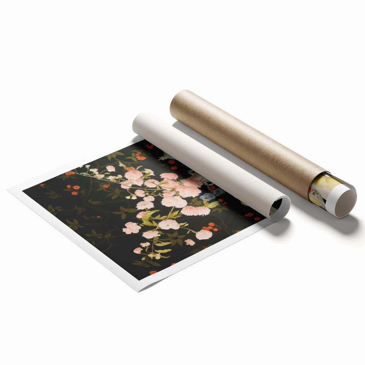 Maximalist Wall Art: Floral Still Life with Fruit for Elegant Home Decor