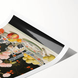 Maximalist Wall Art: Floral Still Life with Fruit for Elegant Home Decor