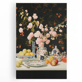 Maximalist Wall Art: Floral Still Life with Fruit for Elegant Home Decor