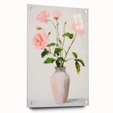 Maximalist Wall Art: Soft Pink Roses in Vase for Elegant Home Decor