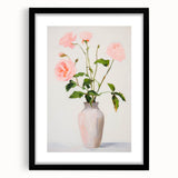 Maximalist Wall Art: Soft Pink Roses in Vase for Elegant Home Decor