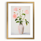 Maximalist Wall Art: Soft Pink Roses in Vase for Elegant Home Decor