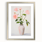 Maximalist Wall Art: Soft Pink Roses in Vase for Elegant Home Decor