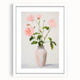Maximalist Wall Art: Soft Pink Roses in Vase for Elegant Home Decor