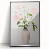 Maximalist Wall Art: Soft Pink Roses in Vase for Elegant Home Decor