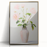 Maximalist Wall Art: Soft Pink Roses in Vase for Elegant Home Decor
