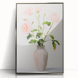 Maximalist Wall Art: Soft Pink Roses in Vase for Elegant Home Decor