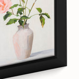 Maximalist Wall Art: Soft Pink Roses in Vase for Elegant Home Decor